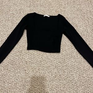 Zara cropped square neck black long sleeve